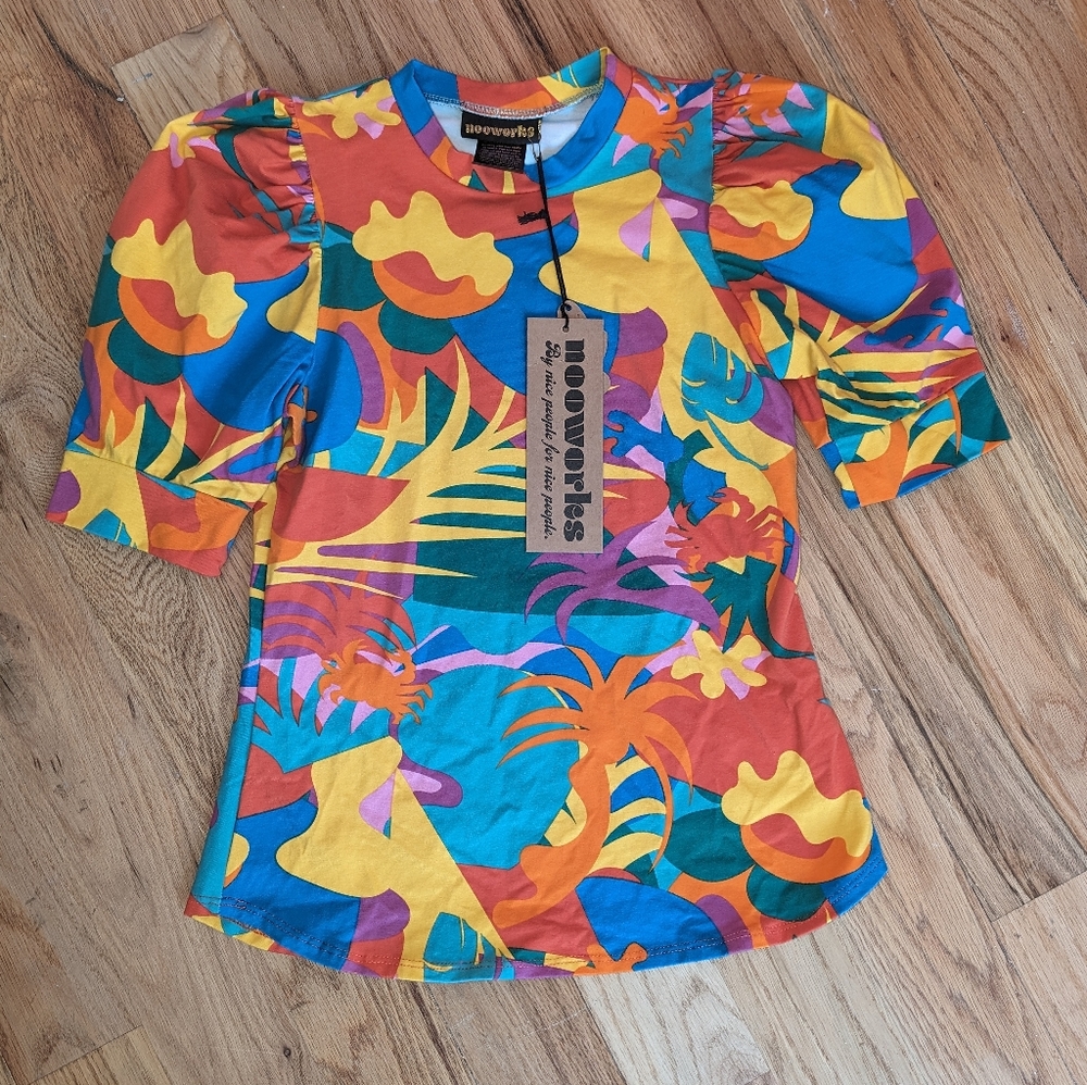 Nwt nooworks puff sleeve top